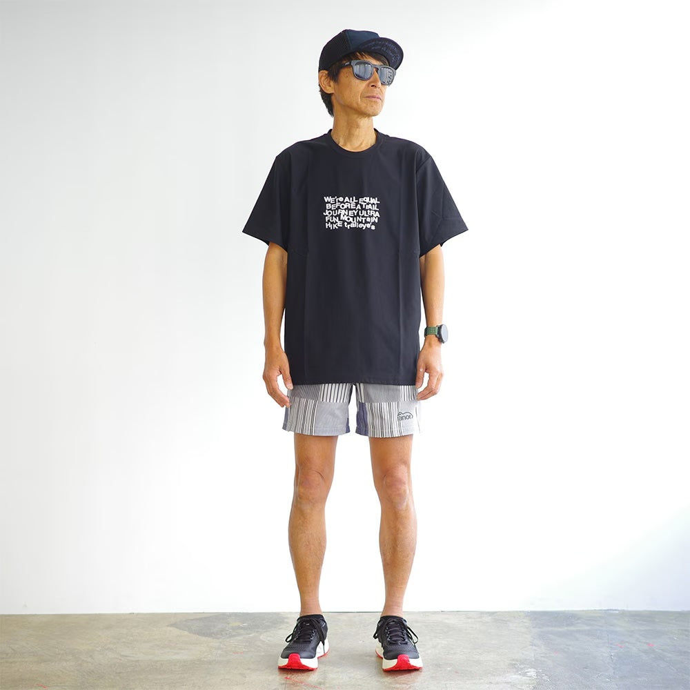 STRIPE PW MIDDLE SHORTS - BLACK -