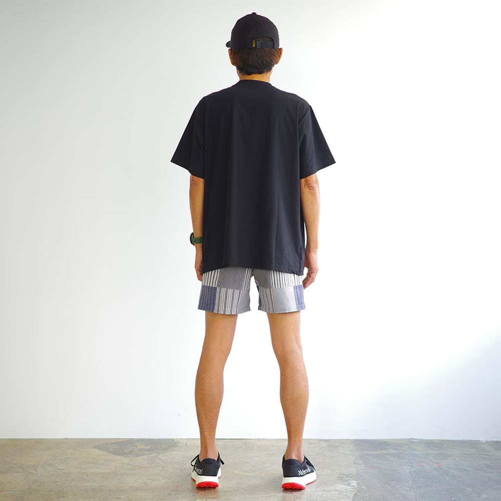 STRIPE PW MIDDLE SHORTS - BLACK -