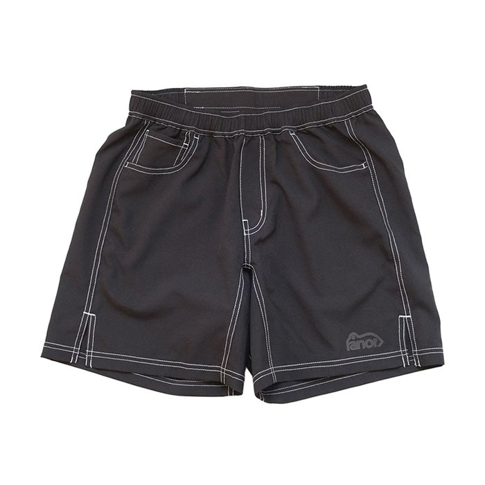STITCH WORK MIDDLE SHORTS - BLACK -