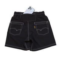 STITCH WORK MIDDLE SHORTS - BLACK -