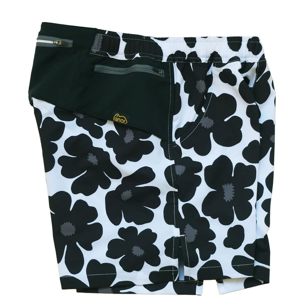 FLOWER MIDDLE SHORTS - WHITE -