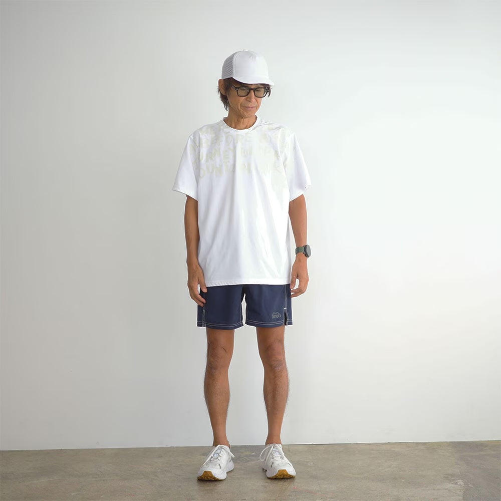 STITCH WORK MIDDLE SHORTS - NAVY -