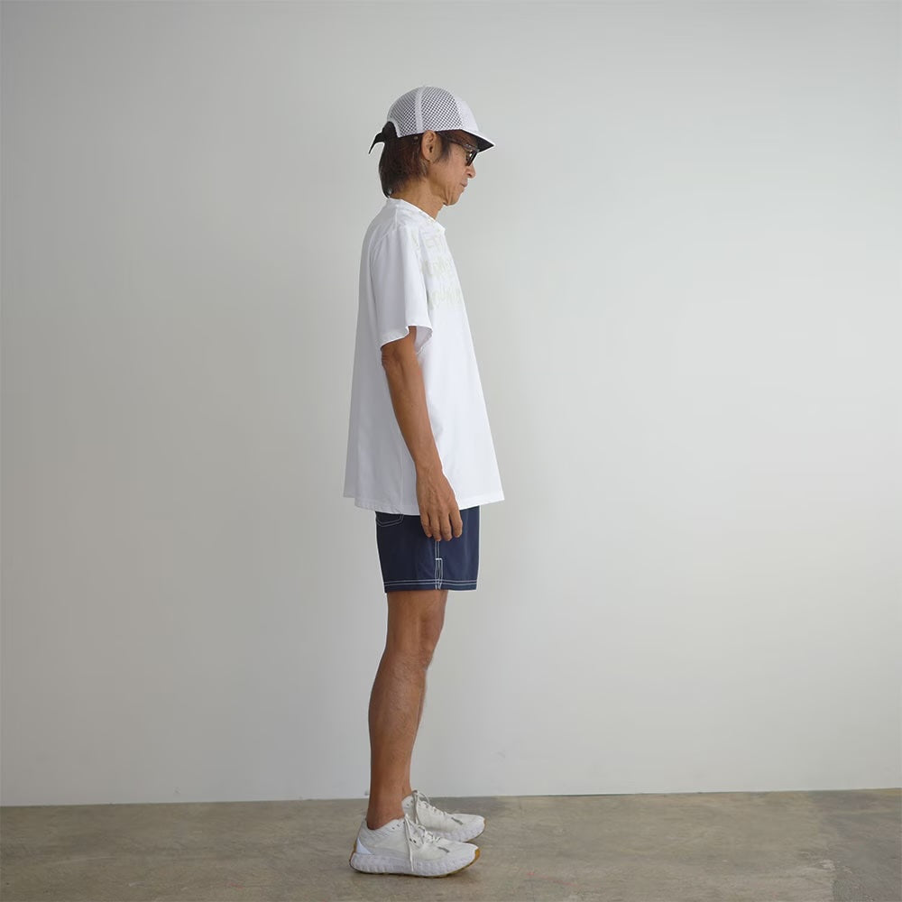 STITCH WORK MIDDLE SHORTS - NAVY -