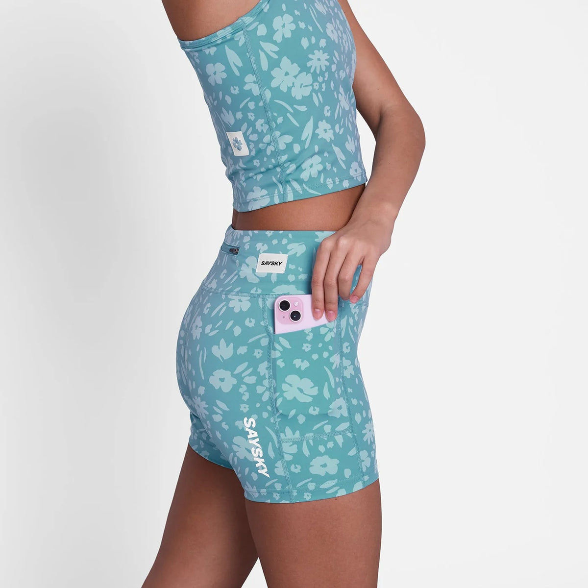 ランニングタイツ SW55009c1066 W Flower Combat+ Short Tights 4inch - Lightblueflower [レディーズ]