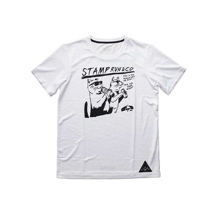 STAMP GRAPHIC RUN TEE (TWO CATS -WHITE-)