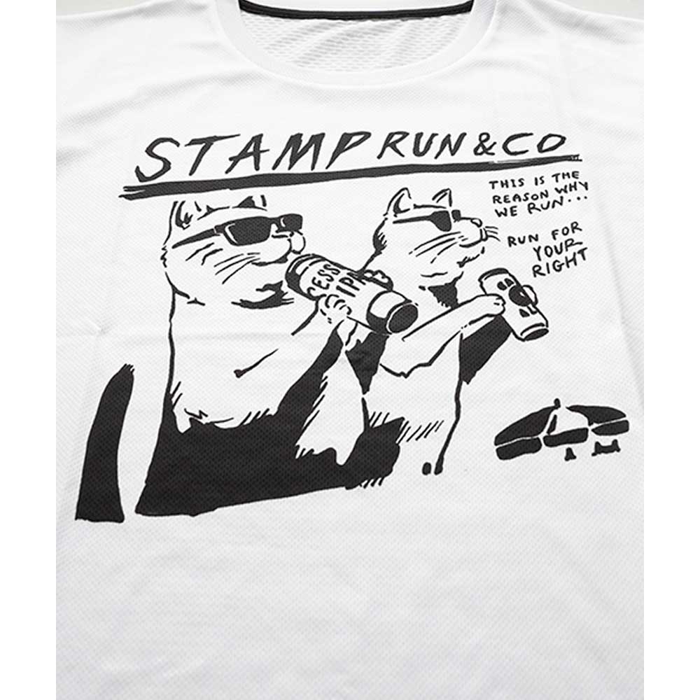 STAMP GRAPHIC RUN TEE (TWO CATS -WHITE-)
