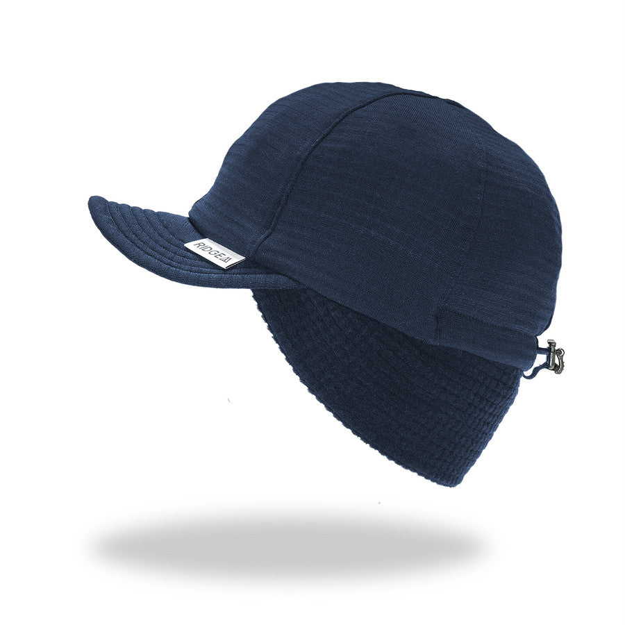 Grid Merino Earmuff Cap Indigo