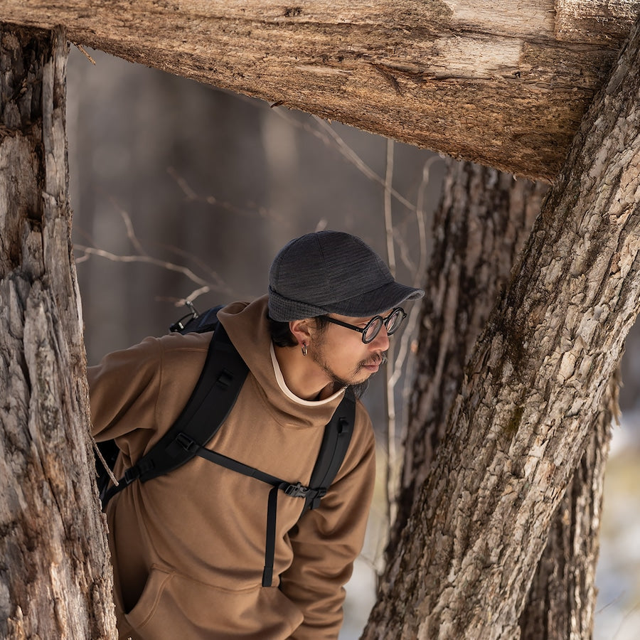 Grid Merino Earmuff Cap Grey