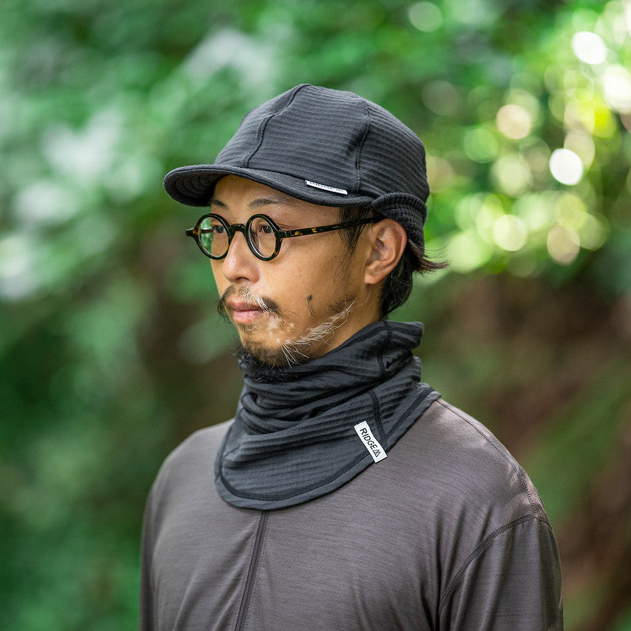 Grid Merino Long Neck Gaiter　Charcoal