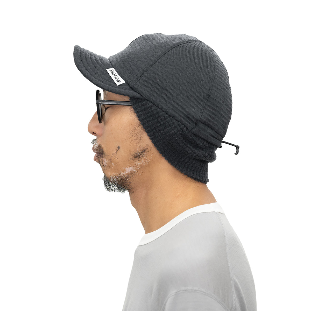 Grid Merino Earmuff Cap Grey