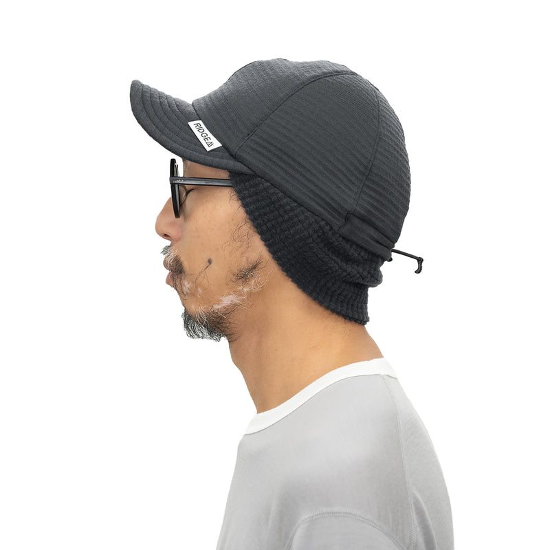 Grid Merino Earmuff Cap Grey