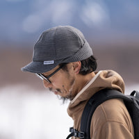 Grid Merino Earmuff Cap Grey