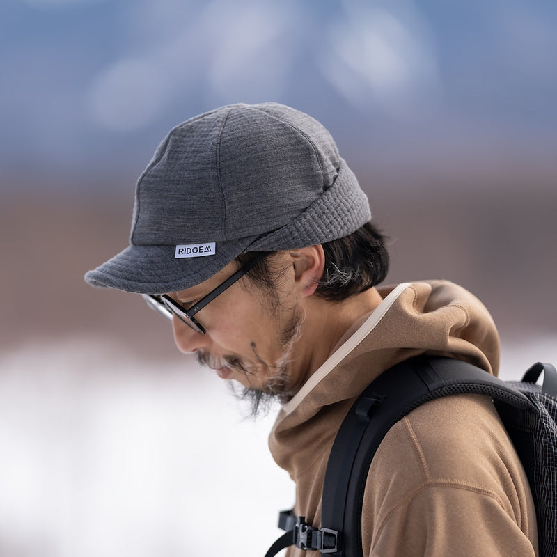 Grid Merino Earmuff Cap Grey