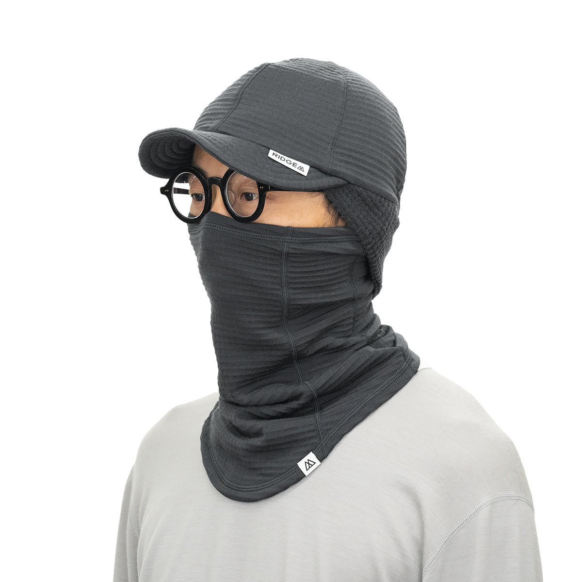 Grid Merino Earmuff Cap Grey