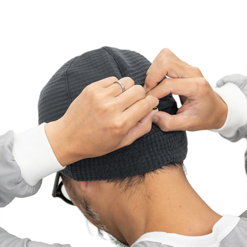 Grid Merino Earmuff Cap Grey