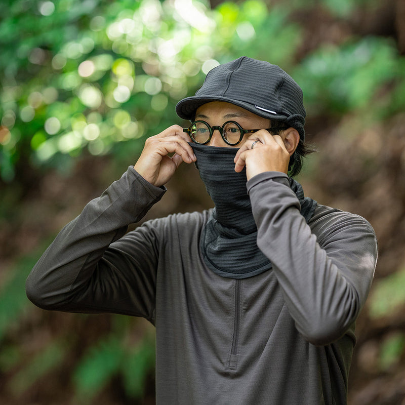 Grid Merino Long Neck Gaiter　Charcoal