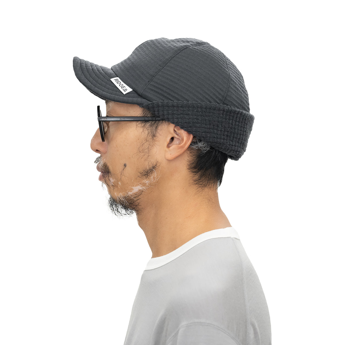 Grid Merino Earmuff Cap Grey