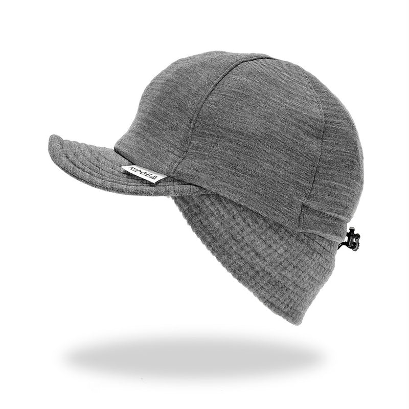 Grid Merino Earmuff Cap Grey