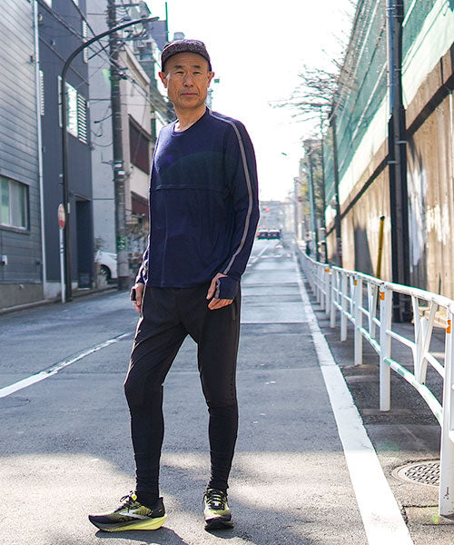 Merino Wool Long Cut Sleeve Navy × Utsubushi