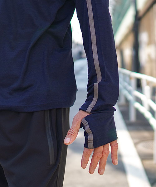 Merino Wool Long Cut Sleeve Navy × Utsubushi