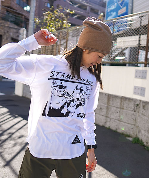 STAMP LONG SLEEVE TEE (TWO CATS -WHITE-)