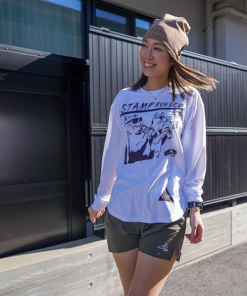 STAMP LONG SLEEVE TEE (TWO CATS -WHITE-)